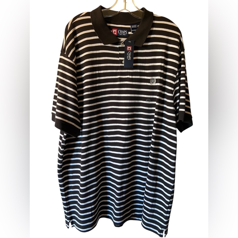 Chaps Men's Polo with Black and White Stripes, size XXL